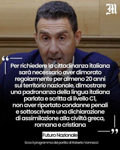 Vannacci: cittadinanza? 20 anni in Italia e livello C1 nella lingua italiana 