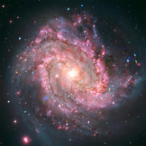 M83 nei raggi X e in luce ottica.